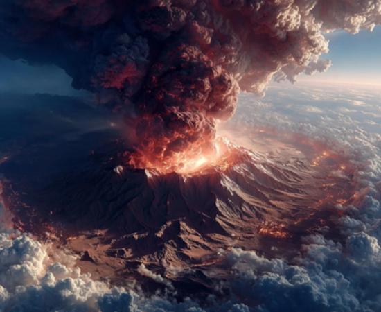Image portraying the Toba supervolcano eruption.