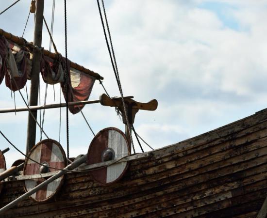 Close up of a longboat, similar to the Sutton Hoo ship. Source: Alex Stemmer / Adobe Stock.