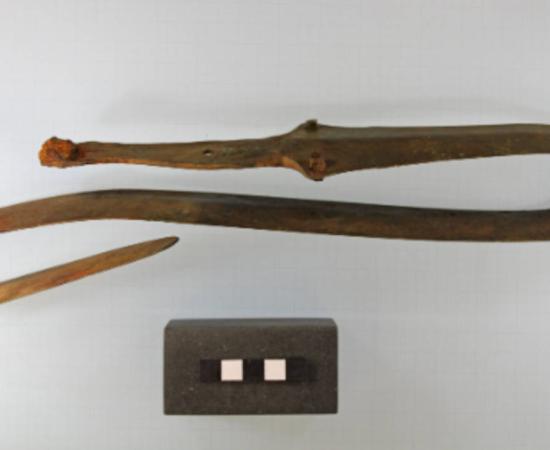 The ritually bend sword found at Værebro Ådal, Veksø, Denmark.