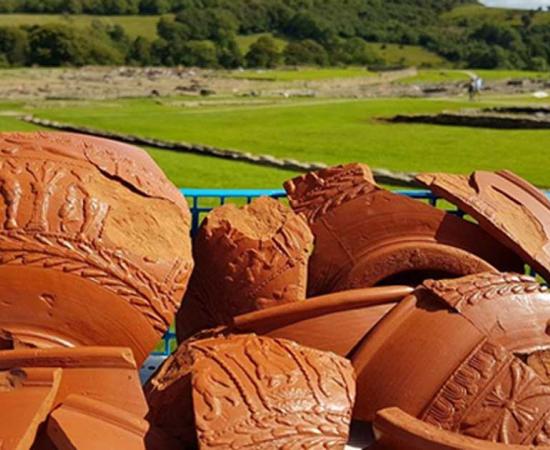Samian ware pottery that was found at the site at the end of last month