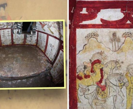 Composite of murals at Tang dynasty tomb