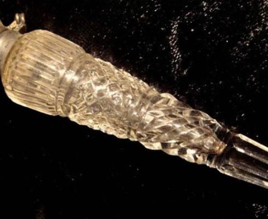 A supposed Victorian tear catcher. The real use of this type of glass vial is debatable. 