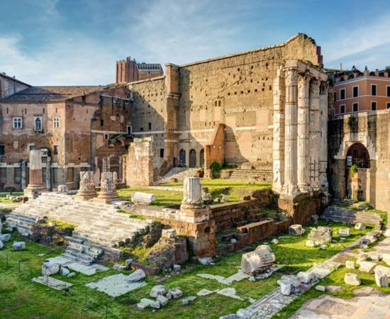 The Temple of Mars Ultor, constructed under Caesar Augustus in Rome’s Forum of Augustus