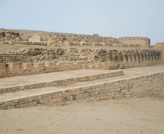 The Temple of the Sun, in front of which almost 100 bodies, including many infants, were excavated from an unlooted tomb. 