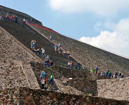 Tourists at Teotihuacan, Mexico.