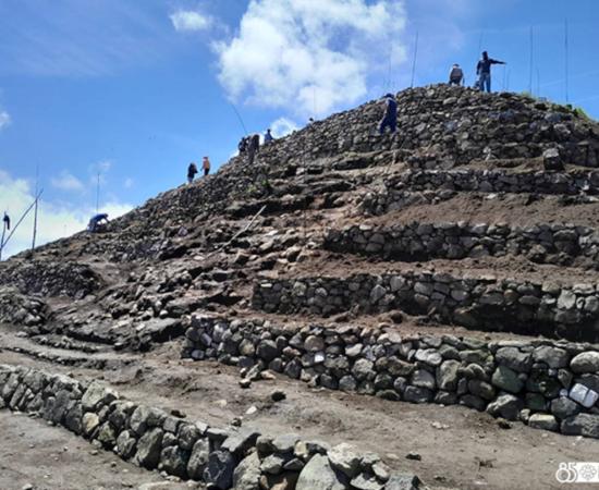 One of the structures the heritage site of Tetelihtic, found in the municipality of Teteles de Avila Castillo being worked on