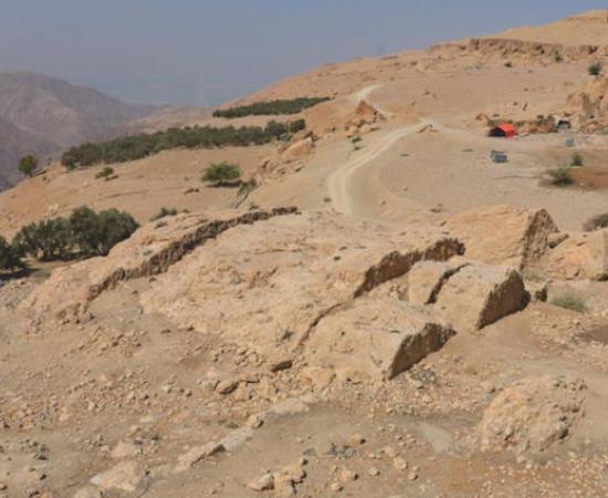 General view of the Tharais archaeological site showing the excavation area where the Byzantine settlement was rediscovered 