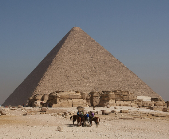 The Great Pyramid of Khufu, Giza, Egypt. Photograph by [Photographer's Name], Wikimedia Commons. Licensed under Creative Commons Attribution-ShareAlike 3.0 Unported