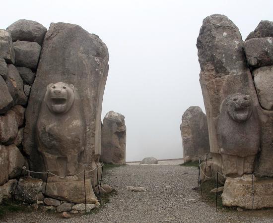 The Lion Gate at Hattusa, the ancient capital of the Hittite Empire in central Türkiye.