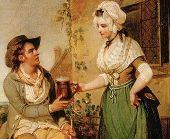 Detail of the painting ‘The Ale-House Door’ (c. 1790) by Henry Singleton. 