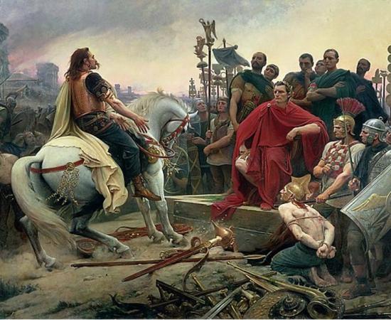 The Battle of Alesia. Vercingetorix Throws Down His Arms at the Feet of Julius Caesar.	