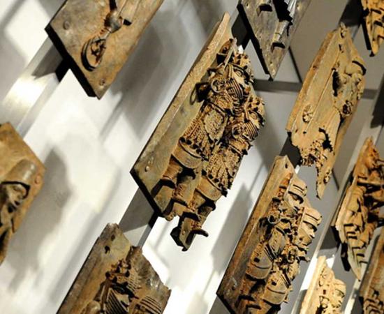A display of the Benin Bronzes in the British Museum.
