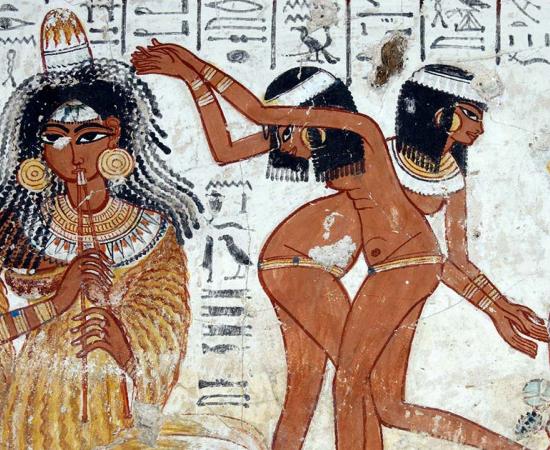 Egyptian painting of dancers and flutists, from the Tomb of Nebamun. (Public Domain)