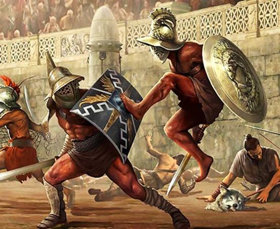 Gladiators fighting. 
