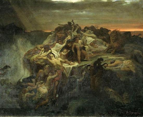 The Great Deluge, a global flood. (1869). 