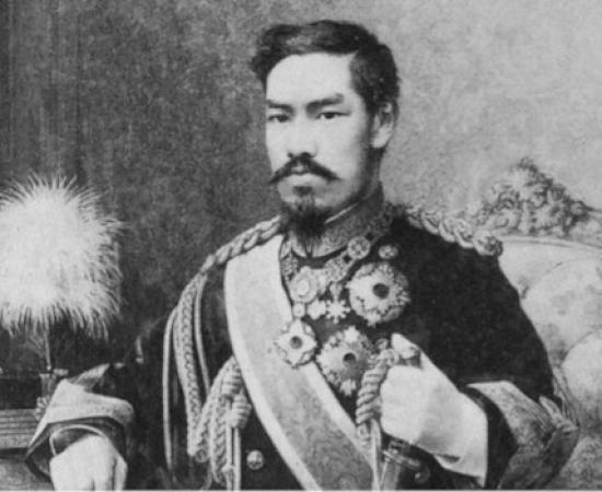 Conté portrait of the Emperor Meiji, drawn by Chiossone