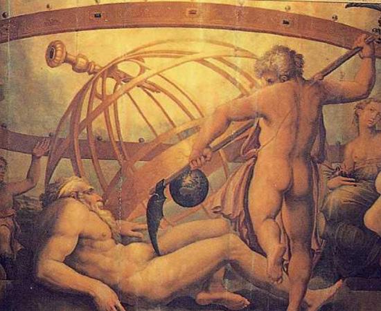 The Mutilation of Uranus by Saturn: fresco by Giorgio Vasari and Cristofano Gherardi, c. 1560 