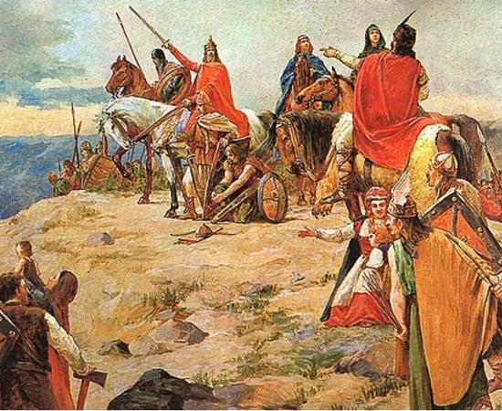 Dolazak Hrvata (Arrival of Croats), painting by Oton Iveković, representing the migration of Croats to the Adriatic Sea.