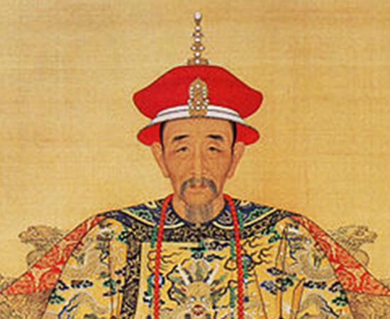 Detail of a portrait of the Kangxi Emperor in Court Dress.
