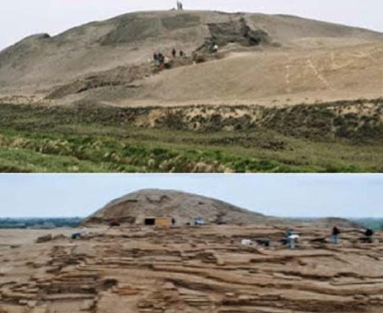 The site of Huaca Prieta, also called Chicama, in northern coastal Peru, located at the mouth of the Chicama River 