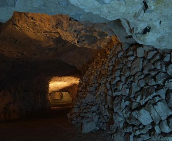 Tunnels in the underground city of Naours, France