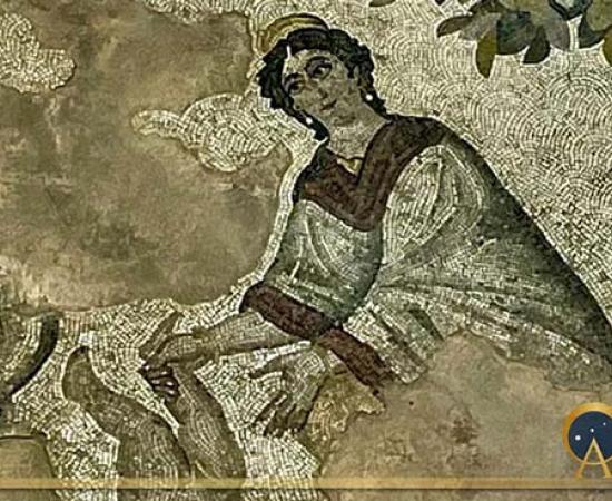 Mosaic of Thetis dipping baby Achilles in the Styx – Haleplibache Excavation, Amazon Villa, Sanliurfa Mosaic Museum (Image: Courtesy Micki Pistorius)