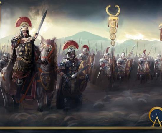 Roman soldiers on the march and their general (vukkostic /Adobe Stock)