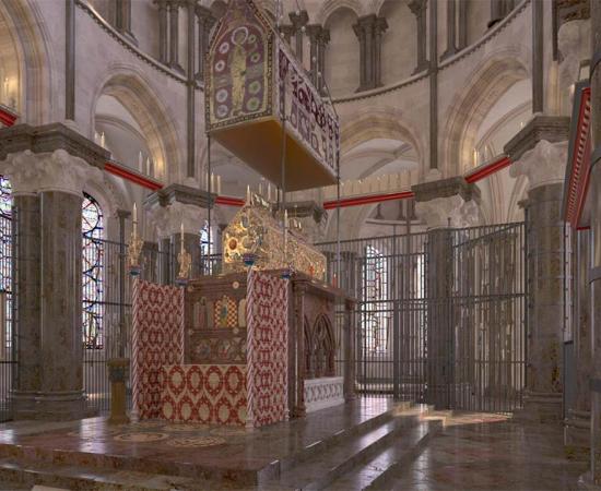 This is a CGI reconstruction of Thomas Beckets shrine.           Source: Dr John Jenkins / Taylor & Francis Group