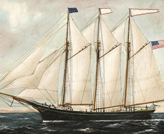 A three-masted schooner similar to the Thomas Hume