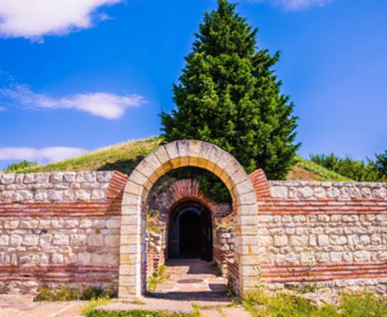 Entrance to the Ancient Thracian tomb Heroon in Pomorie, Bulgaria. Source: Ekaterina Senyutina / Adobe Stock