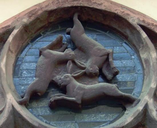 The Dreihasenfenster (Window of Three Hares), Paderborn Cathedral, Germany. 