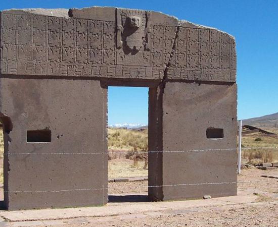 The Gateway of the Sun from the Tiwanku civilization in Bolivia.