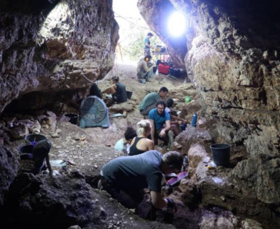 Archaeological excavation in Tinshemet Cave, Israel