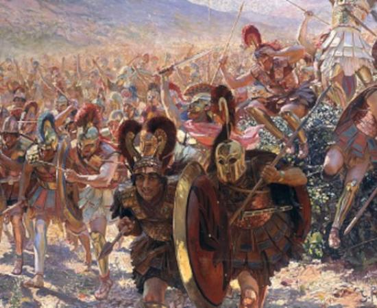 A painting representing the Battle of Marathon in the time of the Graeco-Persian Wars.