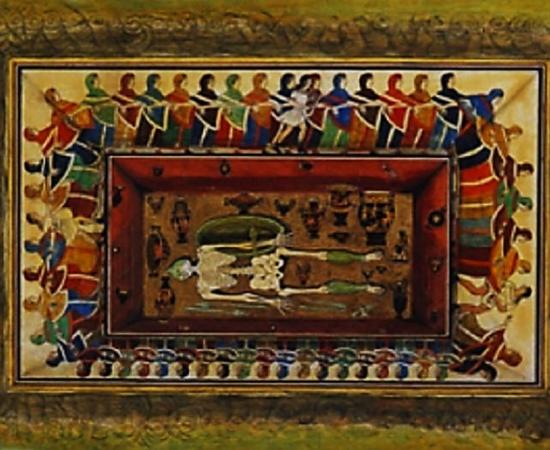 19th century watercolor of the Tomb of the Dancers.