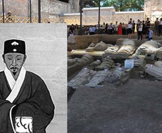 The tomb of Tang Xianzu was discovered in the city of Fuzhou. (CFP) Insert: Tang Xianzu (1550-1616), Ming poet and dramatist, author of Peony Pavilion.