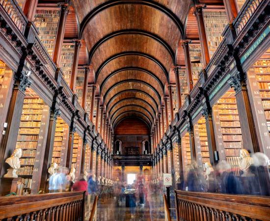 Trinity library, Dublin, Ireland. Source: jon_chica / Adobe Stock.