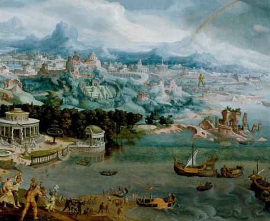 In this painting by Maarten van Heemskerck Helen, queen of the Greek city-state Sparta, is abducted by Paris, a prince of the Trojans. 		Source: Walters Art Museum / Public domain