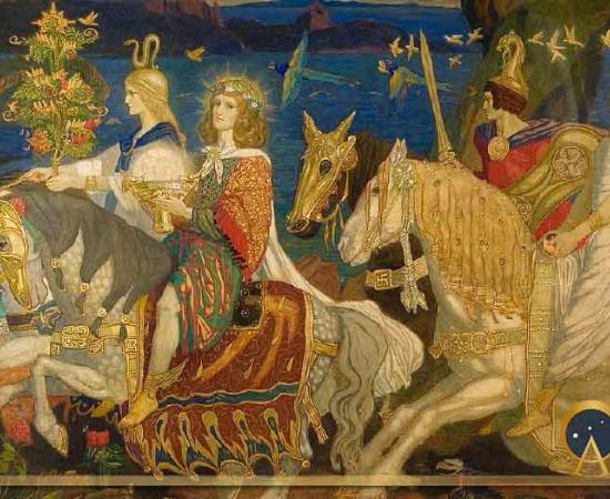 The Tuatha Dé Danann as depicted in John Duncan's Riders of the Sidhe (1911) (Public Domain)