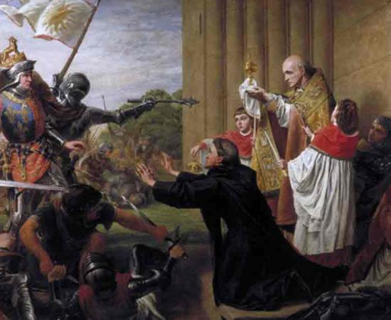 Edward IV of England & Lancastrian Fugitives at Tewkesbury Abbey. Source: Public Domain