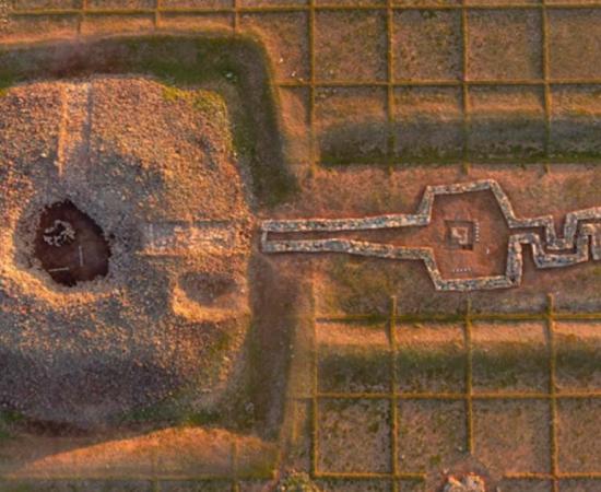 Aerial view of the Western Gokturk period complex discovered in Kazakhstan.	Source: TRT Haber