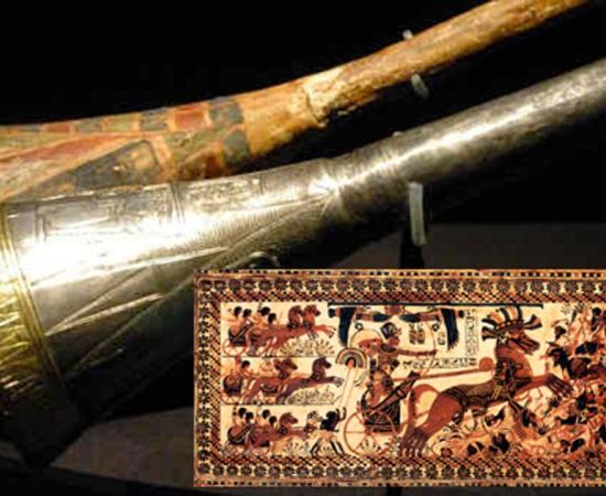 Tutankhamun’s silver trumpet with wooden insert. Tutankhamun’s War Chest by Asaf Braverman