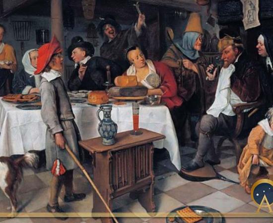 A Twelfth Night Feast: 'The King drinks' by Jan Steen (1661) Royal Collection (Public Domain)