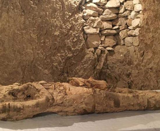 The newly-discovered mummy from a tomb in Luxor.