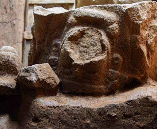 One of the two stone monuments found in Guatemala.