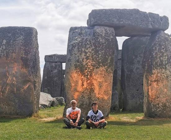 The arrested protestors who sprayed Stonehenge Orange