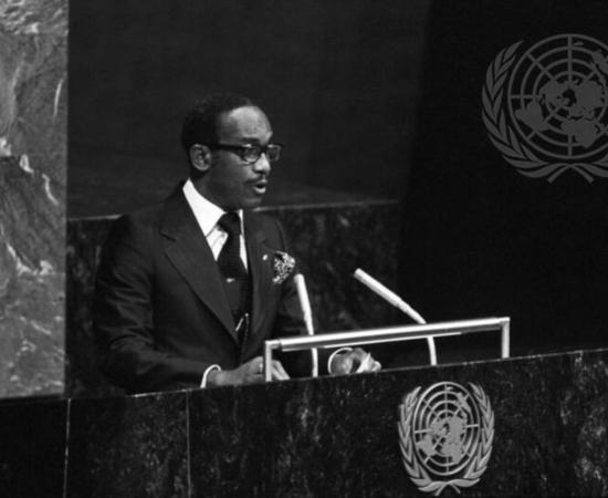 Sir Eric M. Gairy, Prime Minister and Minister for Foreign Affairs of Grenada, addressing the General Assembly on 12 October, 1978. 