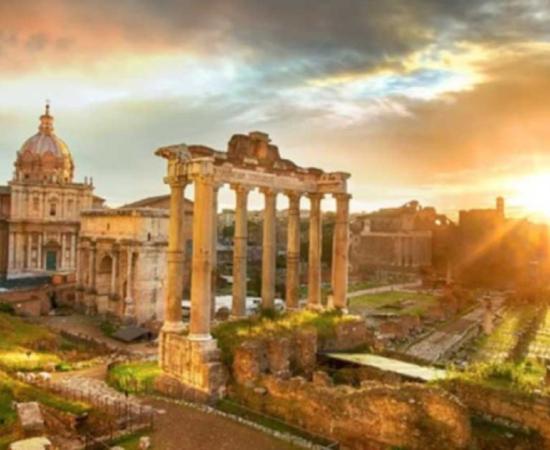 Roman Forum. Ruins of Roman Forum in Rome, Italy during sunrise.