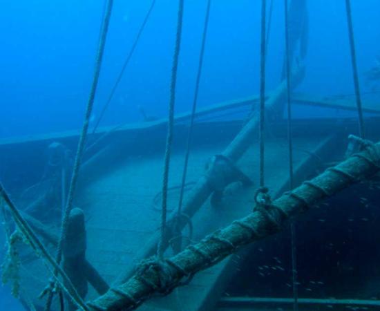 Reconstruction of the Uluburun shipwreck. Its recovered cargo is providing insight into vast Bronze Age trading networks. Source: Markus Studer / CC BY NC SA 2.0