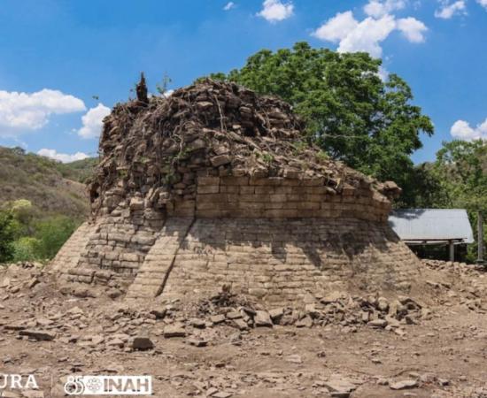 The pre-Hispanic stone structure excavated in Mexico.
